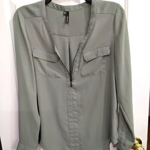 Maurices Sage Green Zippered Blouse.